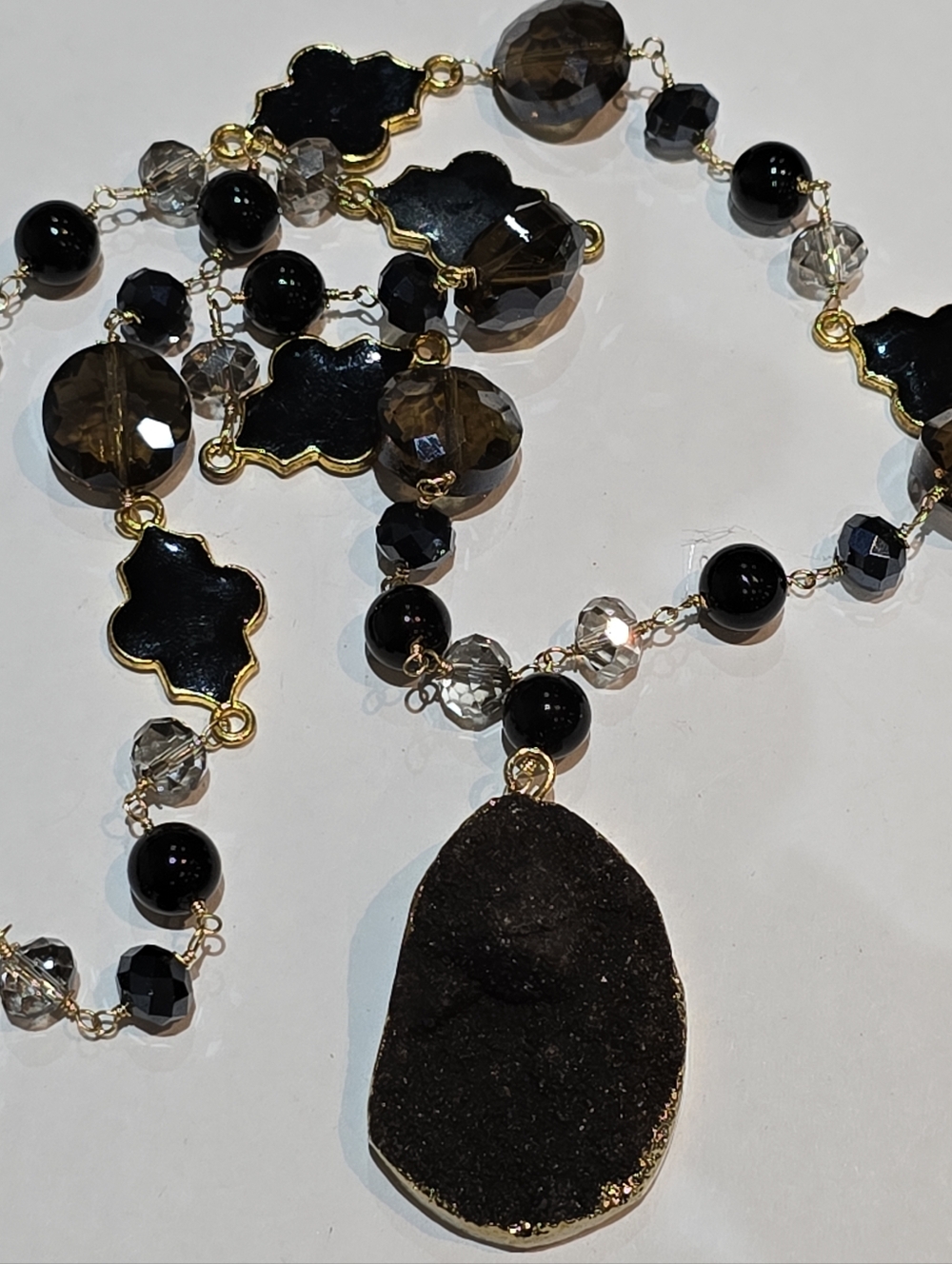 Vintage 925 Sterling Silver Crystal Beaded Necklace